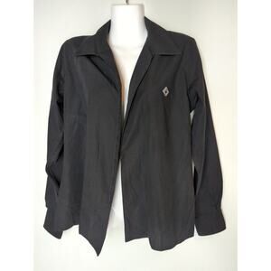 Lauren Ralph Lauren Black Cotton Open Front Layer Blouse Women's‎ Petite Small